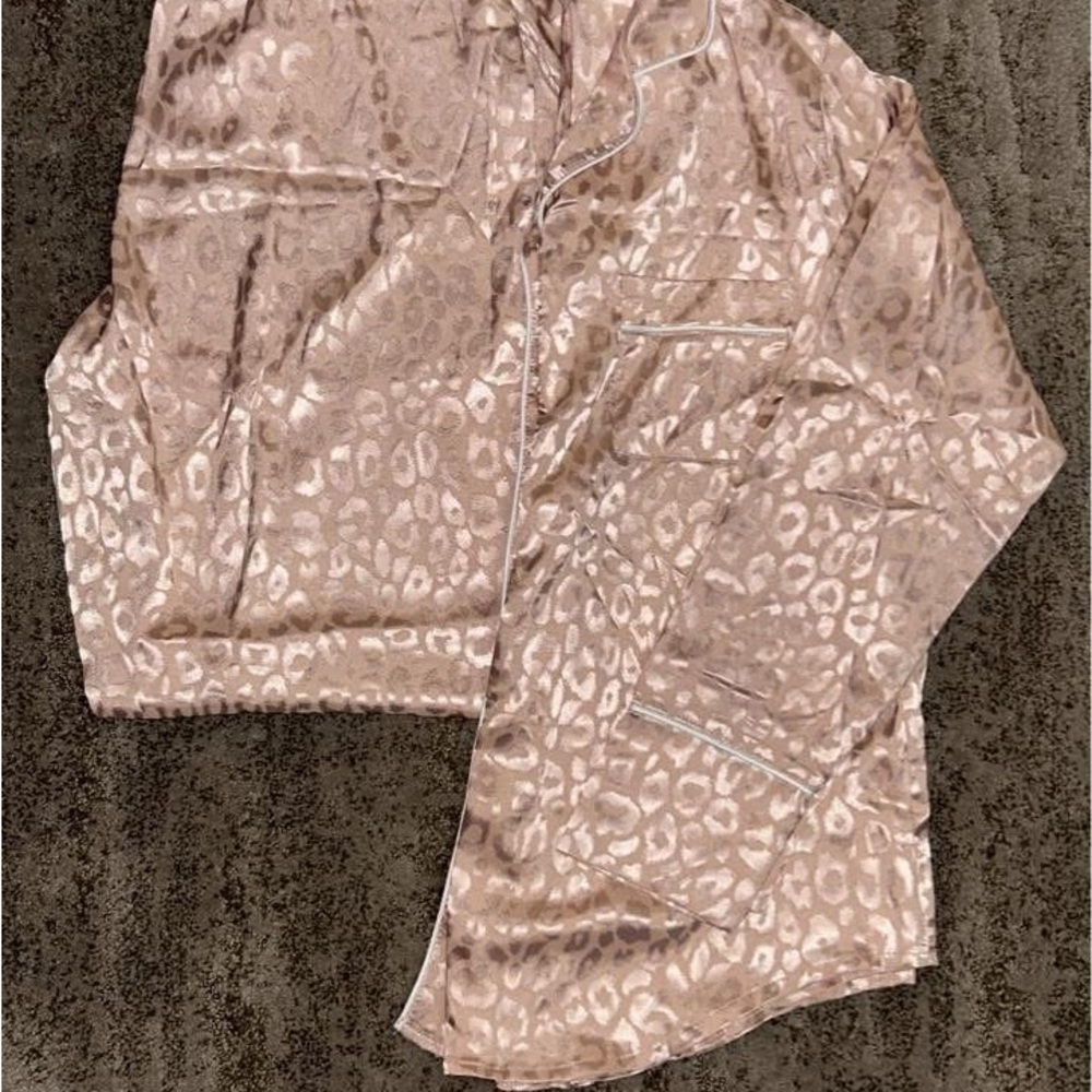 Leopard Print Satin Pajama Set
